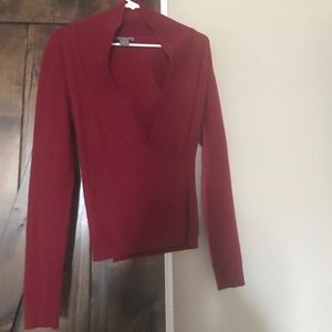 Ann Taylor 100% Cashmere Faux Wrap Sweater